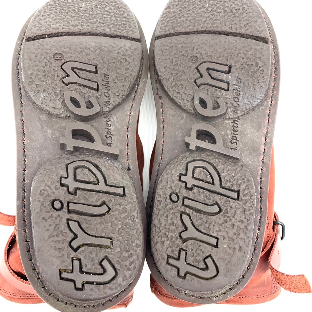 Trippen Bomb Orange Brown Leather Ankle Boots - Picture 10 of 13